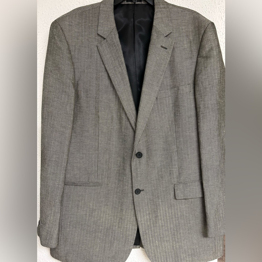 Andrew Fezza Linen Grey patterned Suit Jacket Sports Blazer SZ 46 L Country Club